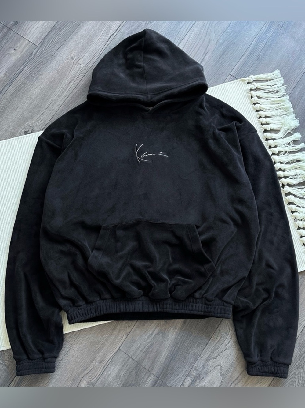 Y2K Karl Kani Chicago Velour Signature Black Hoodie
